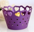 Macro shot of purple laser-cut heart pattern cake wrapper with a chocolate truffle inside - 5cm / Dark Purple