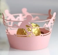 Pirottini per cupcake rosa tagliati al laser con sagome di bambini per feste - Rosa