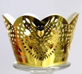 Laser-cut gold heart cupcake liners for weddings with elegant hollow-out butterfly patterns - Reflective Gold