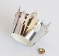 Laser-cut silver hollow crown cupcake wrapper with sparkling rhinestone detail - Reflective Silver