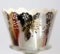 Laser cut silver cupcake wrapper with elegant floral vine hollow design for party decor - Reflective Silver
