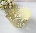 Eleganti involucri per cupcake a farfalla dorati tagliati al laser per decorazioni - Verde chiaro