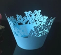 Laser-cut butterfly lace cupcake wrapper in light blue for wedding decorations - 5cm / Sky Blue