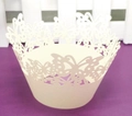 Intricate laser-cut butterfly cupcake wrapper in cream white for wedding party decoration - 5cm / Ivory