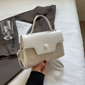 Borsa a mano bianca in paglia con manico e tracolla per il pendolarismo quotidiano - Bianco Sporco