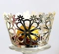 Elegant laser cut silver sunflower cupcake wrapper with a chocolate centerpiece - Silver