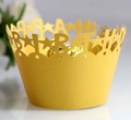 Macro di pirottini dorati per cupcake Happy Birthday con stelle tagliate al laser - 5*5*8CM / Oro