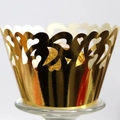 Golden laser-cut cupcake wrappers with heart hollow design and wavy edges for baking - 5cm / Reflective Gold