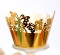 Golden laser-cut butterfly cupcake wrappers for wedding and party decorations - 5cm / Reflective Gold