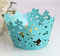 Caissettes à cupcakes découpées au laser bleu clair pour décoration mariage et cadeaux - Bleu Tiffany