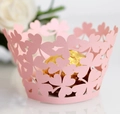 Pink laser-cut clover cupcake wrapper for wedding party dessert decoration - Pink