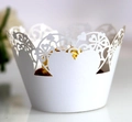 White heart laser-cut lace cupcake wrappers for wedding and birthday party decorations - White