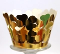 Goldene hohle Kleeblatt-Muffin-Förmchen aus lasergeschnittener Spiegelfolie für Hochzeiten - 5cm / Reflektierendes Gold