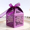 Elegante scatola porta confetti viola tagliata al laser con nastro e finitura perlata - Viola scuro