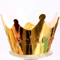 Golden princess crown cupcake wrapper with laser-cut star patterns and metallic finish - Reflective Gold