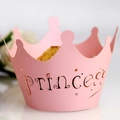 Pink crown princess laser cut cupcake wrappers for wedding favors and birthday party - Pink