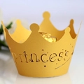 Golden crown Princess laser cut cupcake wrappers for royal themed parties - Gold