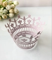 Pink laser-cut crown muffin cupcake wrappers with star pattern for party decoration - Light Purple