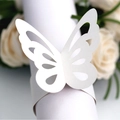 Elegant white laser-cut butterfly napkin ring for wedding and banquet table decor - White