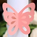 Pink butterfly laser cut paper napkin ring with elegant hollow wing design for weddings - Pink