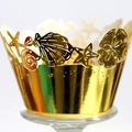 Gouden opengewerkte cupcake wikkel met zeesterren en schelpen voor feestdecoratie - Reflecterend Goud