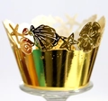 Golden laser-cut ocean themed cupcake wrapper featuring seashells and starfish patterns - 5cm / Reflective Gold