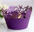 Intricate laser-cut purple ocean cupcake wrapper with starfish and seashell patterns - 5cm / Dark Purple