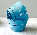 Caissettes à cupcakes bleu ciel découpées au laser avec motif trèfle et dentelle creuse - Bleu Ciel