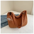 Borsa tote in velluto a coste marrone con piccolo portamonete e tracolla - Marrone Chiaro Con Pendente