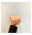 Mini sac carré rose pailleté chic avec bandoulière chaîne dorée pour mode féminine - Orange