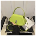 Chic lime green crescent crossbody bag with silver buckle and top handle for women - Green