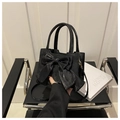 Elegante schwarze Handtasche mit großer Schleife, vielseitige Umhänge- und Tragetasche - Schwarz