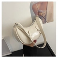 Detail of off-white crescent underarm bag with smooth leather and buckle strap details - Off White