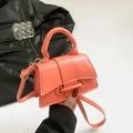 Mini borsa a tracolla chic arancione corallo in pelle sintetica con manico superiore - Arancione