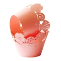 Pink coral laser-cut cupcake wrappers with ocean shell and sand dollar hollow patterns - 5x5x8CM / Pink