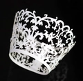 Caissettes à cupcakes découpées au laser blanc avec motif floral dentelle pour mariages - 5cm / Blanc