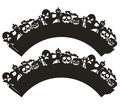 Detail of Halloween cupcake wrappers with black laser cut pumpkin and ghost silhouettes - 5*5*8CM / Halloween Silhouette Combo Style (WB-276)