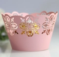 Pirottini per cupcake in pizzo rosa tagliati al laser con eleganti motivi a petali - 5cm / Rosa