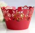 Pirottino rosso tagliato al laser con motivi floreali per decorazioni di torte nuziali - Rosso Perlato