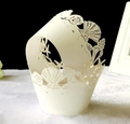 Laser-cut white cupcake wrappers with nautical shell and starfish hollow design - 5cm / White