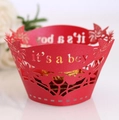 Pirottini rossi tagliati al laser It's a Boy per decorazioni baby shower maschietto - Rosso Perlato