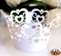 Laserschnitt Cupcake Förmchen Weiß mit Herzmustern für elegante Hochzeitsdekorationen - Weiß