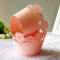 Pink orange laser-cut cupcake wrappers with sea shell and starfish ocean patterns - 5cm / Pink