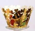 Laser-cut gold cupcake wrapper with heart pattern for weddings and parties - 5cm / Reflective Gold