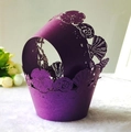 Dark purple laser-cut cupcake wrapper featuring intricate ocean shell and starfish patterns - 5cm / Dark Purple