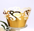 Caissette à cupcake dorée découpée au laser avec motifs de cœurs pour mariage - Or Réfléchissant