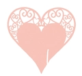 Segnaposto a cuore rosa tagliato al laser per decorazione di calici da nozze - Rosa