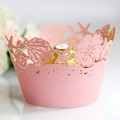 Rosa lasergeschnittene Cupcake-Förmchen mit Meeresmuschel- und Seestern-Hohlmuster - Rosa