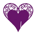 Laser-cut heart-shaped paper place card in deep purple for wedding and party decorations - Dark Purple