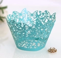 Lace butterfly laser cut cupcake wrappers in tiffany blue for elegant muffin decoration - Tiffany Blue